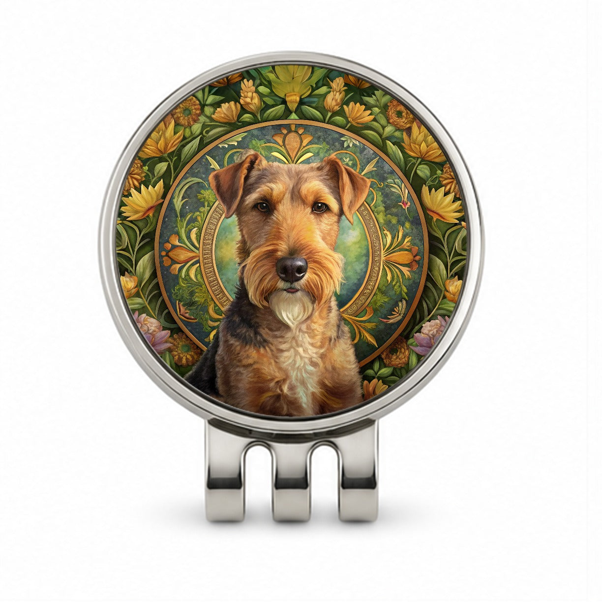 Lakeland Terrier Dog Art Nouveau Golf Hat Clip with Ball Marker