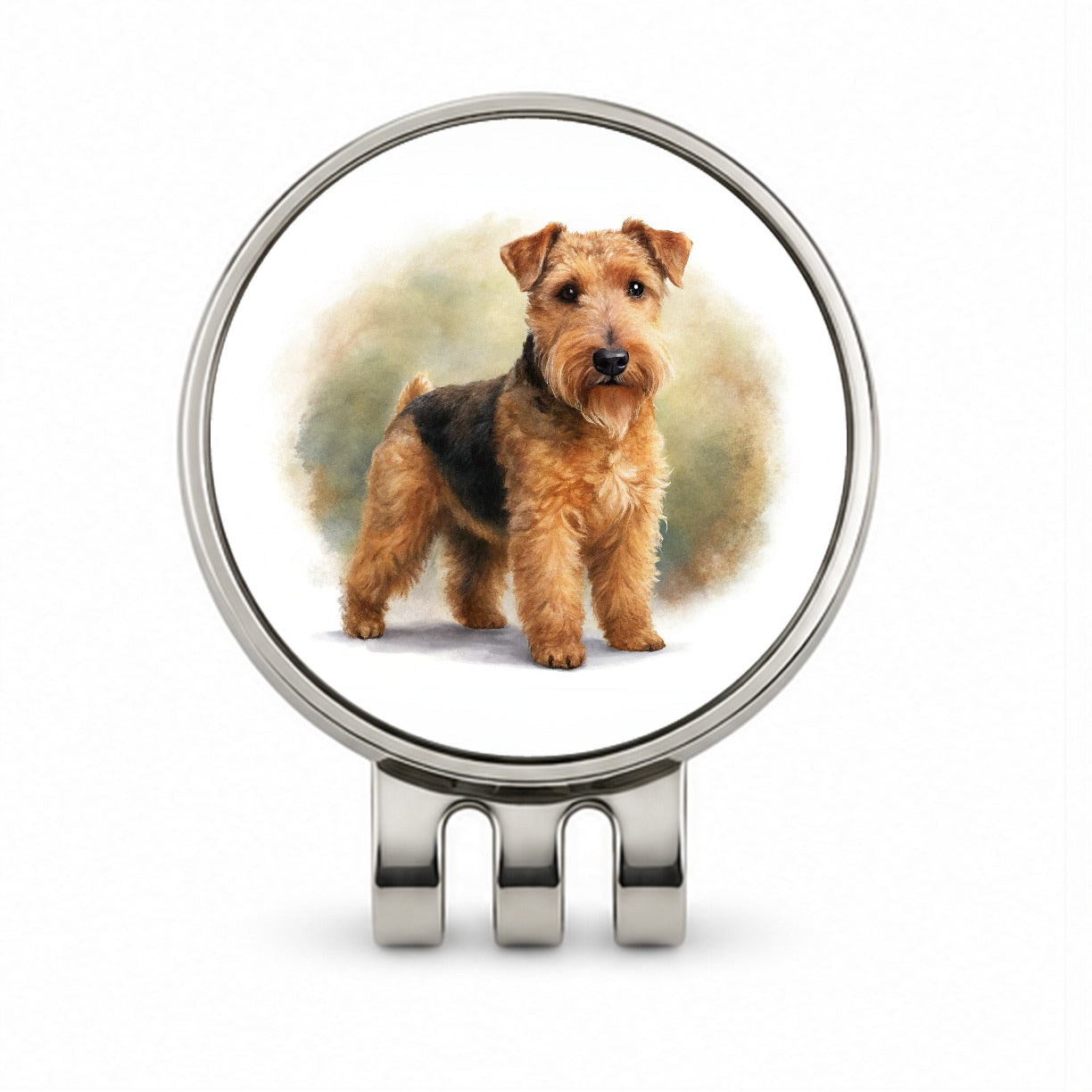 Lakeland Terrier Dog Illustration Golf Hat Clip with Ball Marker