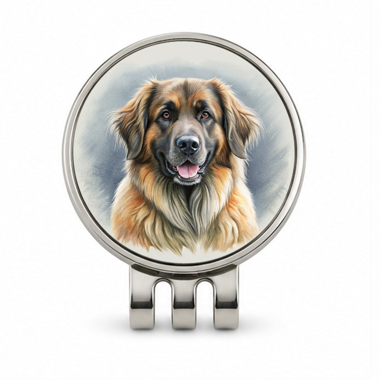 Leonberger Dog Illustration Golf Hat Clip with Ball Marker