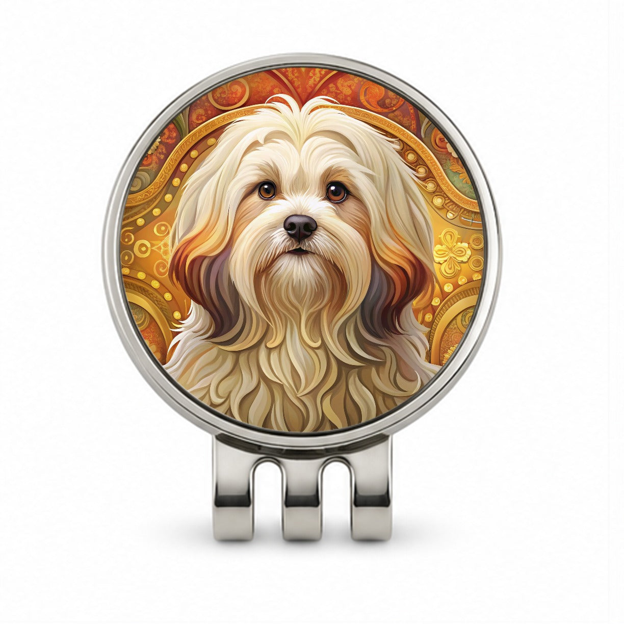 Lhasa Apso Dog Art Nouveau Golf Hat Clip with Ball Marker