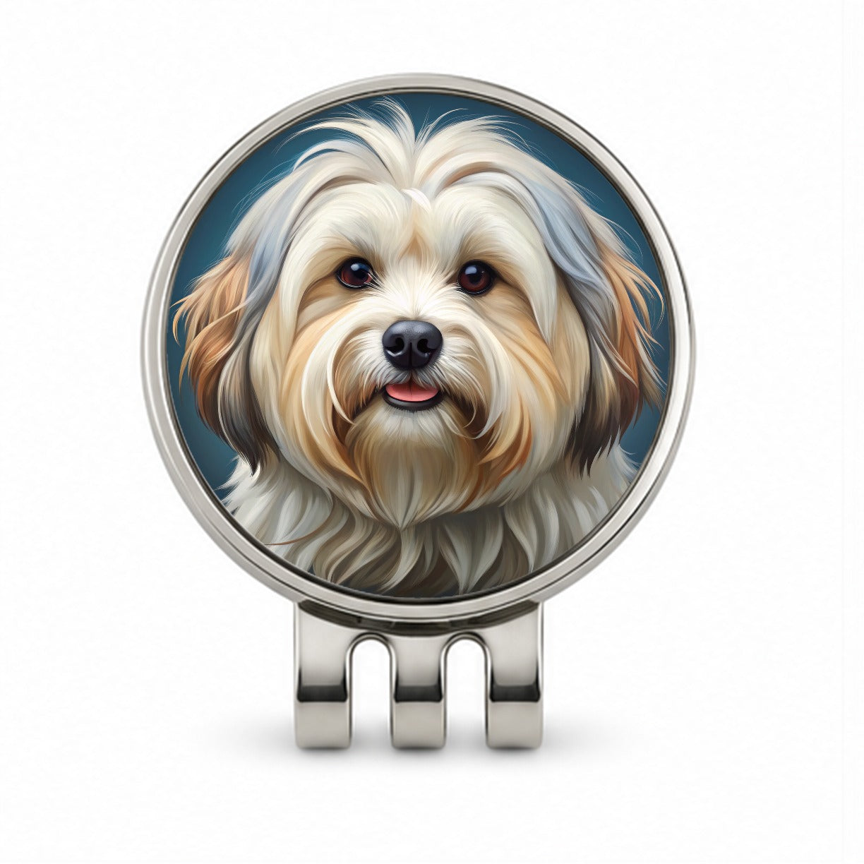 Lhasa Apso Dog Illustration Golf Hat Clip with Ball Marker
