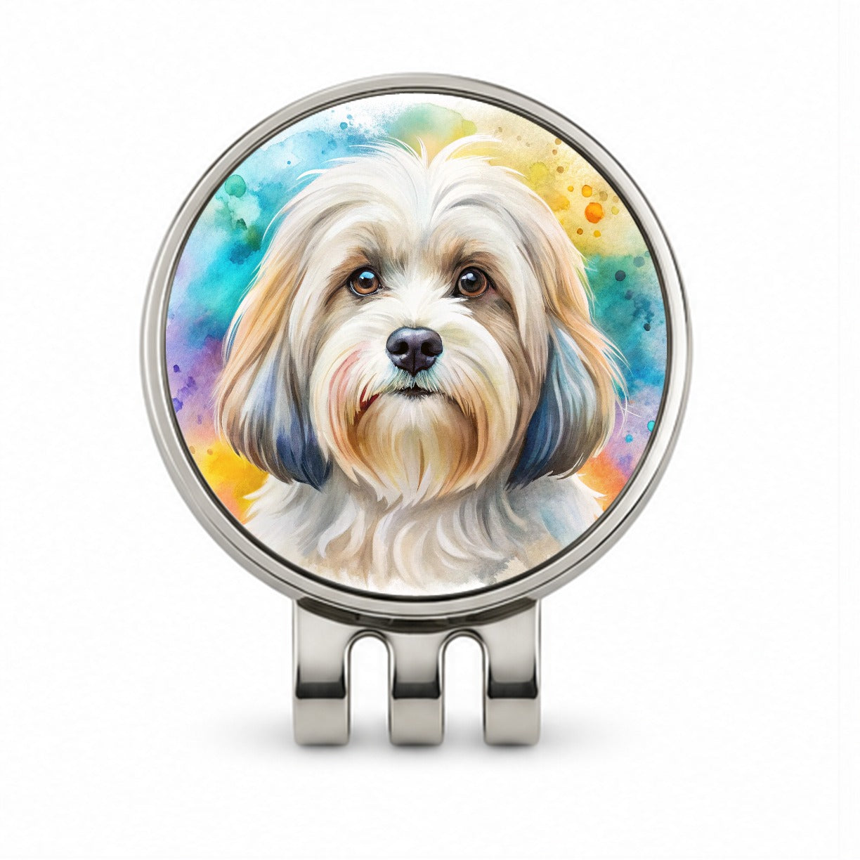 Lowchen Little Lion Dog Watercolor Style Golf Hat Clip with Ball Marker