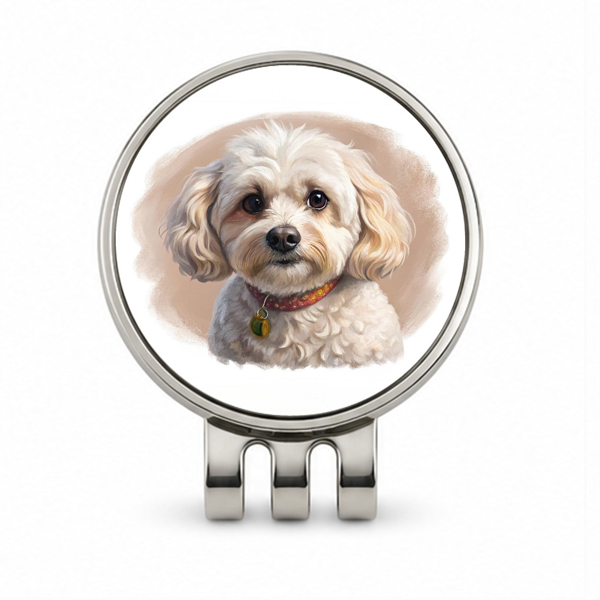 Maltipoo Dog Illustration Golf Hat Clip with Ball Marker