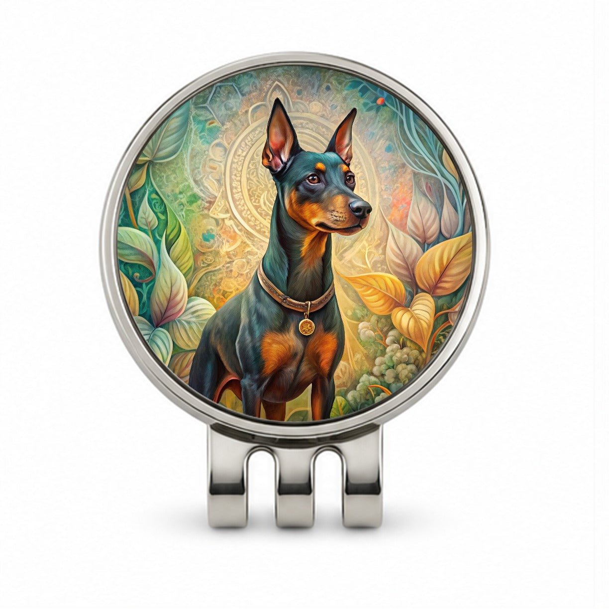 Manchester Terrier Dog Art Nouveau Golf Hat Clip with Ball Marker