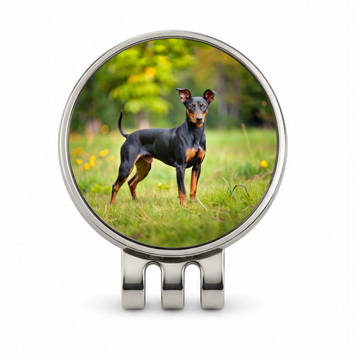 Manchester Terrier Dog Photo Golf Hat Clip with Ball Marker