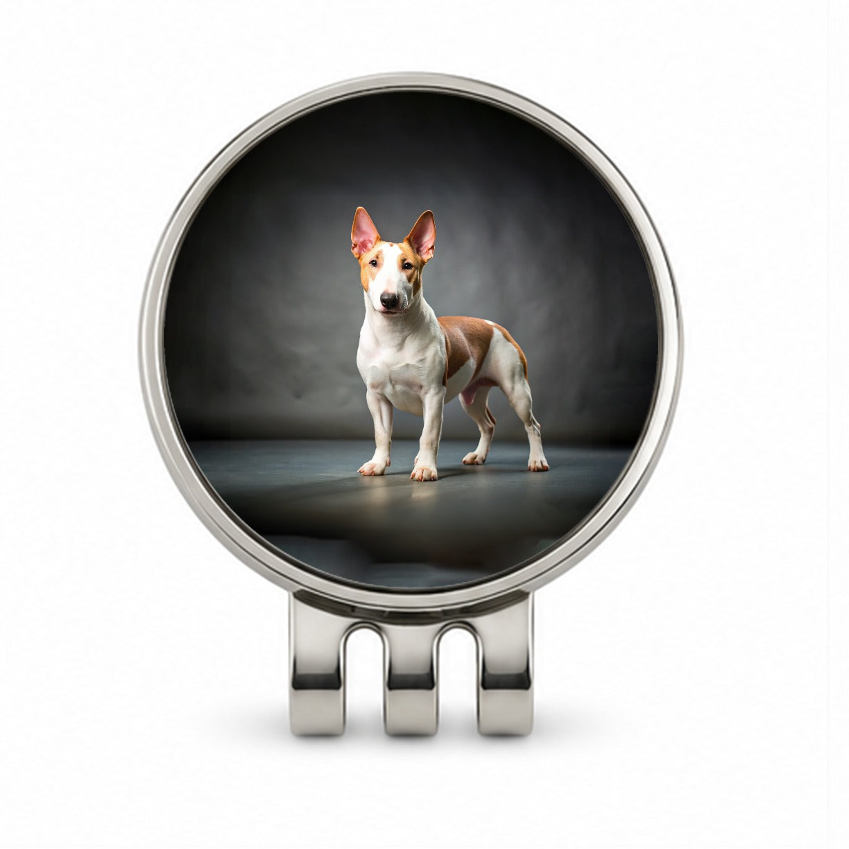 Miniature Bull Terrier Dog Photo Golf Hat Clip with Ball Marker