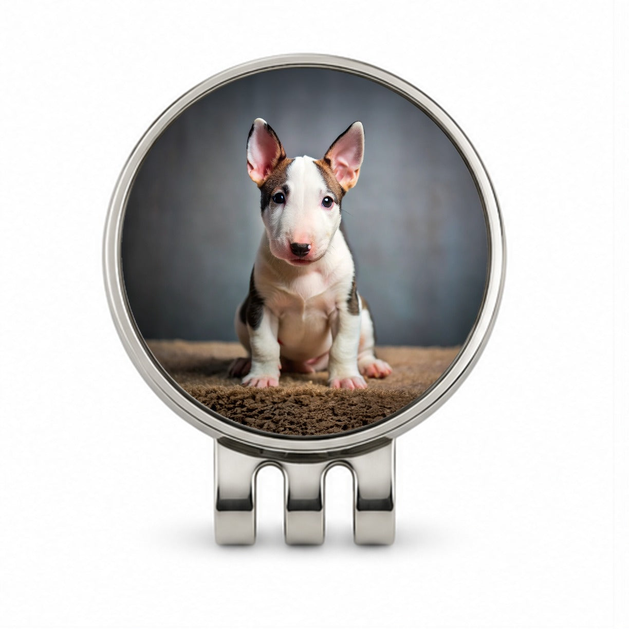 Miniature Bull Terrier Dog Puppy Photo Golf Hat Clip with Ball Marker