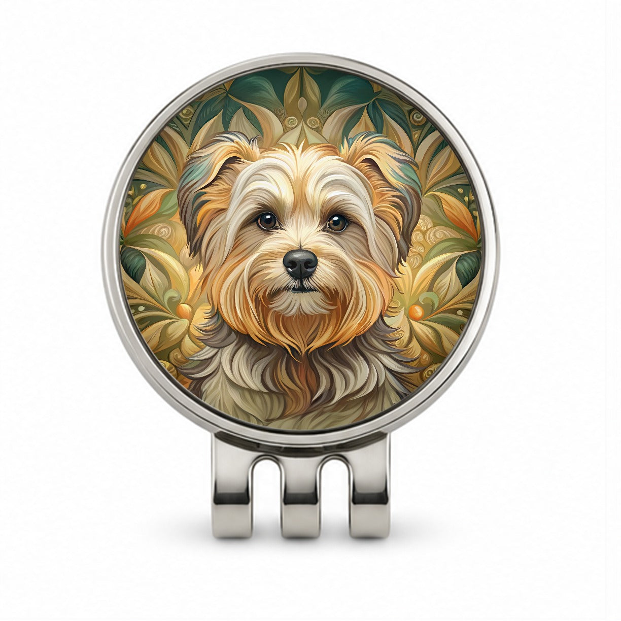 Morkie Dog Art Nouveau Golf Hat Clip with Ball Marker