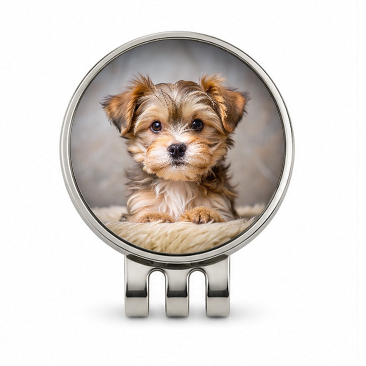 Morkie Dog Puppy Photo Golf Hat Clip with Ball Marker