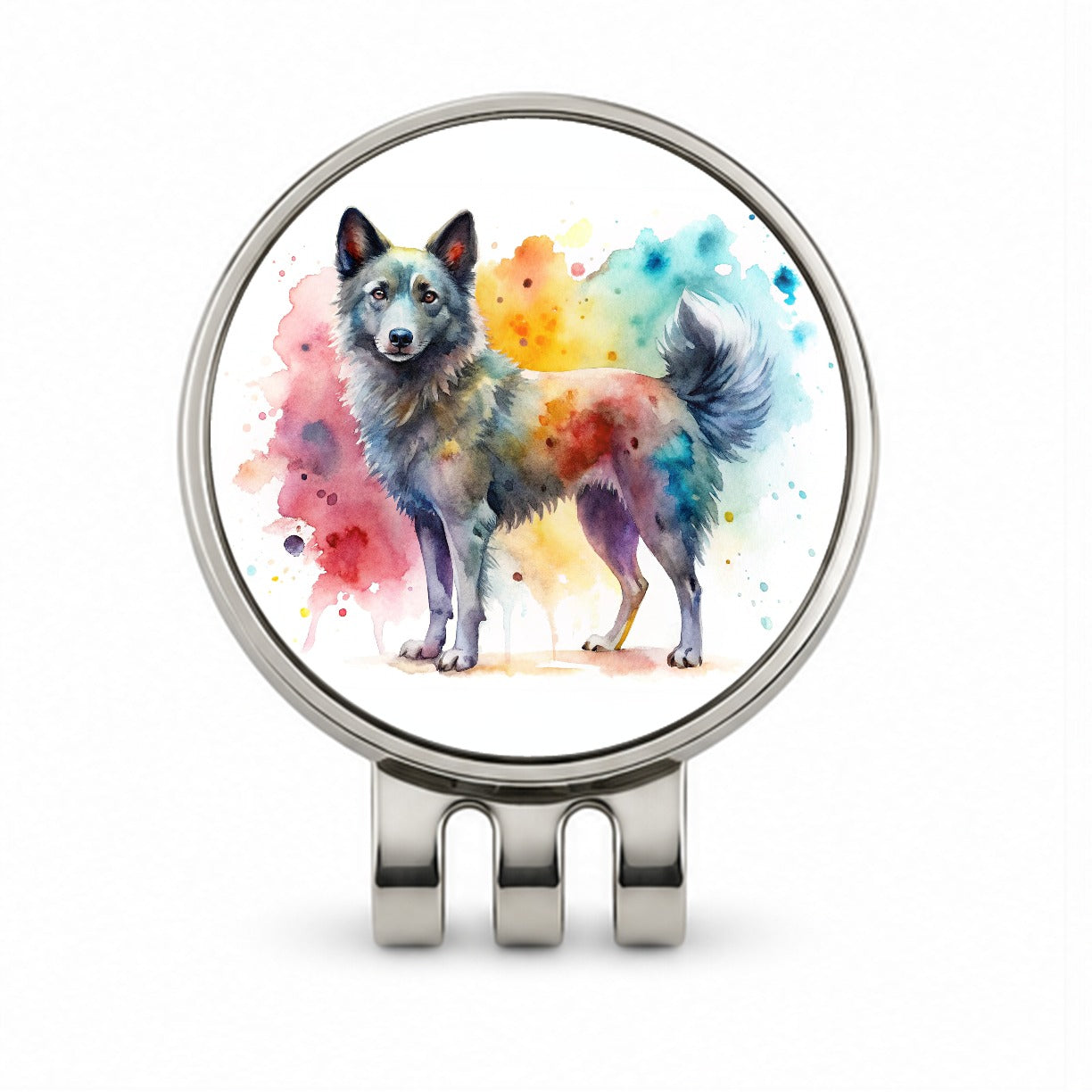 Mudi Dog Watercolor Style Golf Hat Clip with Ball Marker