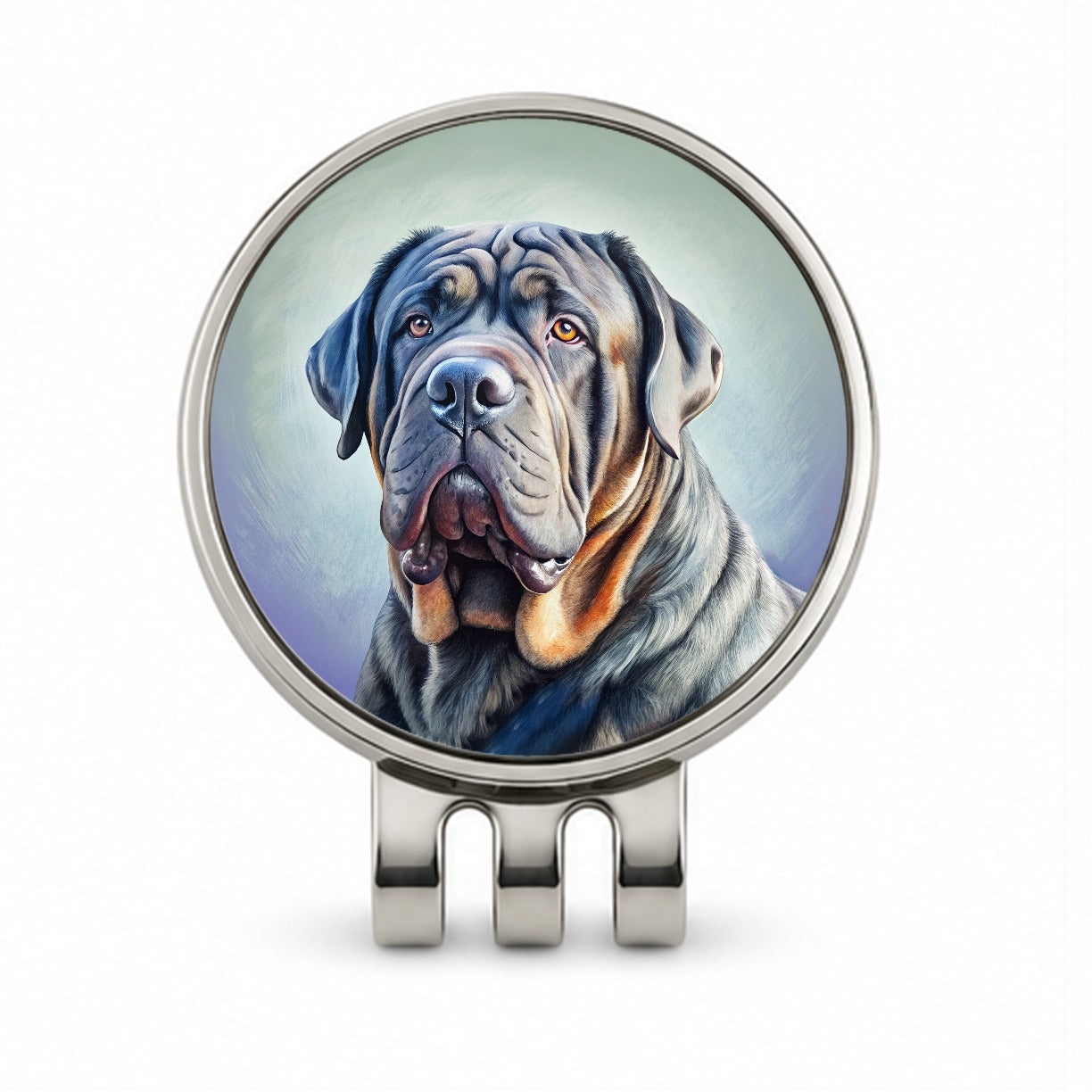 Neapolitan Mastiff Dog Illustration Golf Hat Clip with Ball Marker