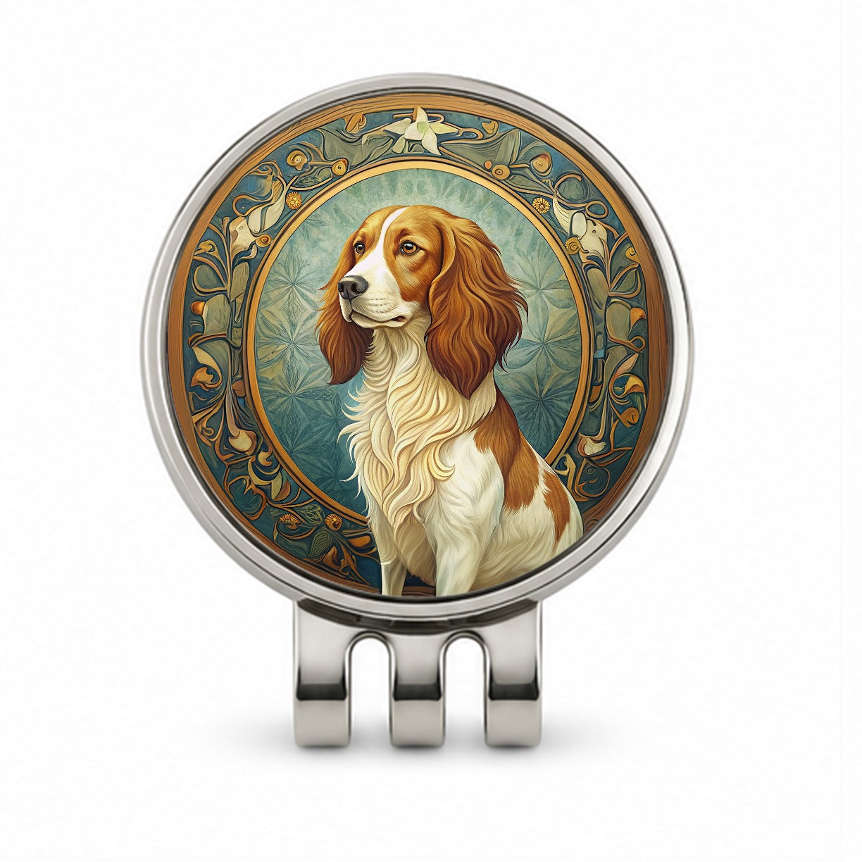 Nederlandse Kooikerhondje Dog Art Nouveau Golf Hat Clip with Ball Marker