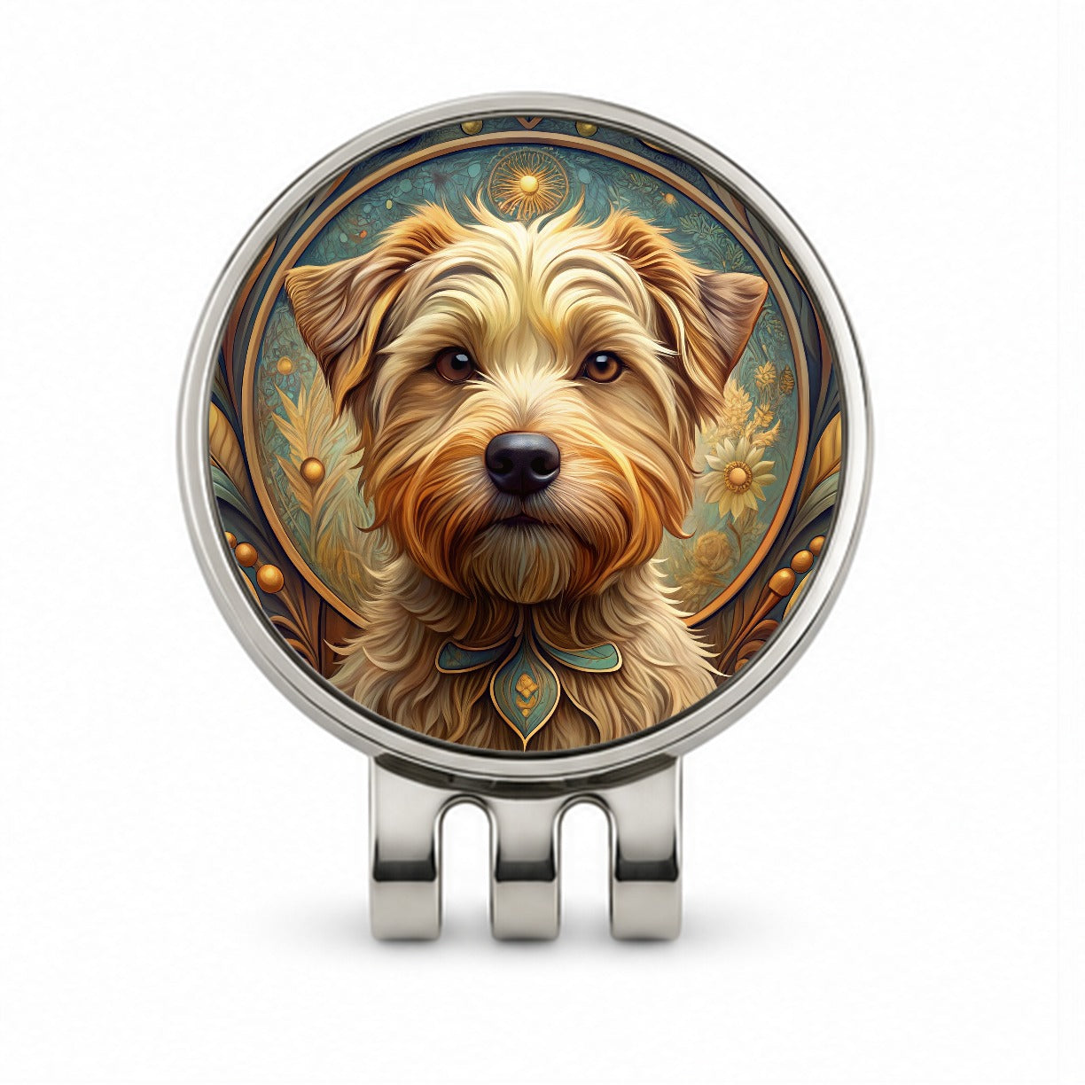 Norfolk Terrier Dog Art Nouveau Golf Hat Clip with Ball Marker