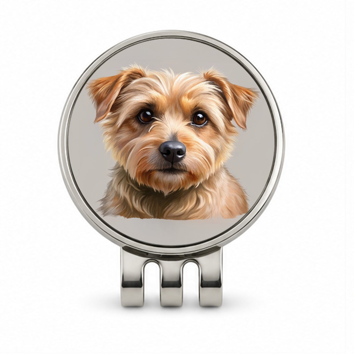 Norfolk Terrier Dog Illustration Golf Hat Clip with Ball Marker
