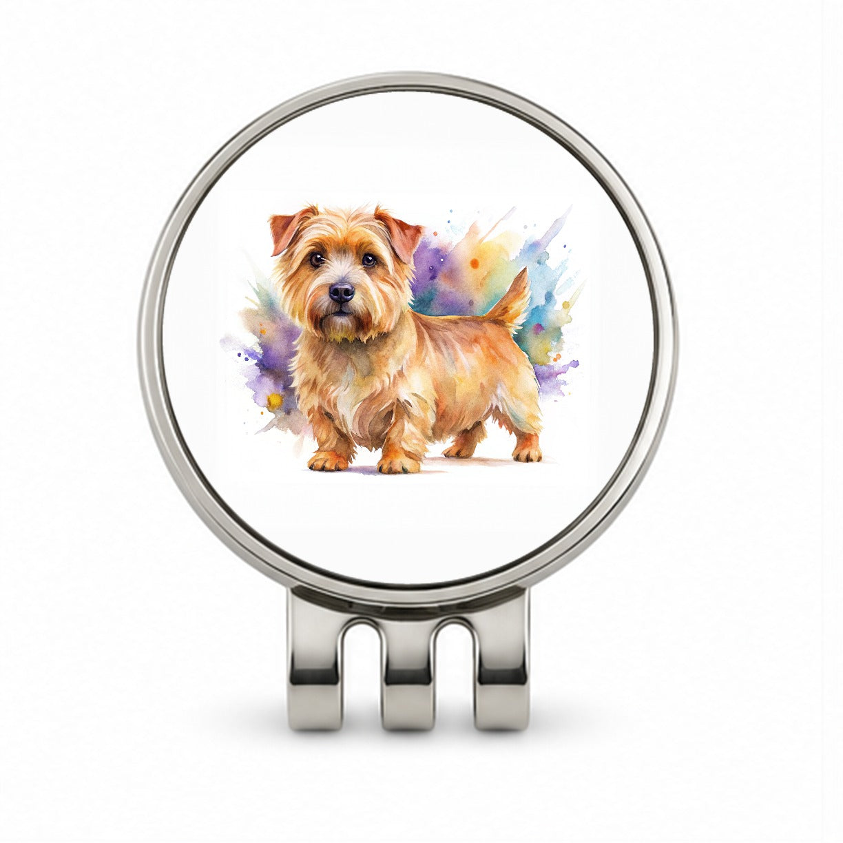 Norfolk Terrier Dog Watercolor Style Golf Hat Clip with Ball Marker