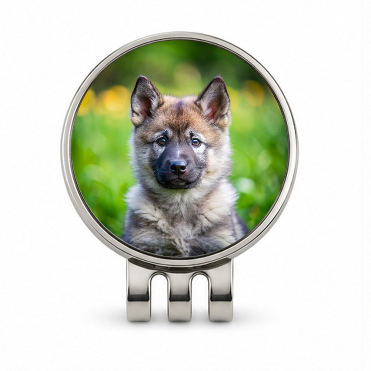 Norwegian Elkhound Dog Puppy Photo Golf Hat Clip with Ball Marker