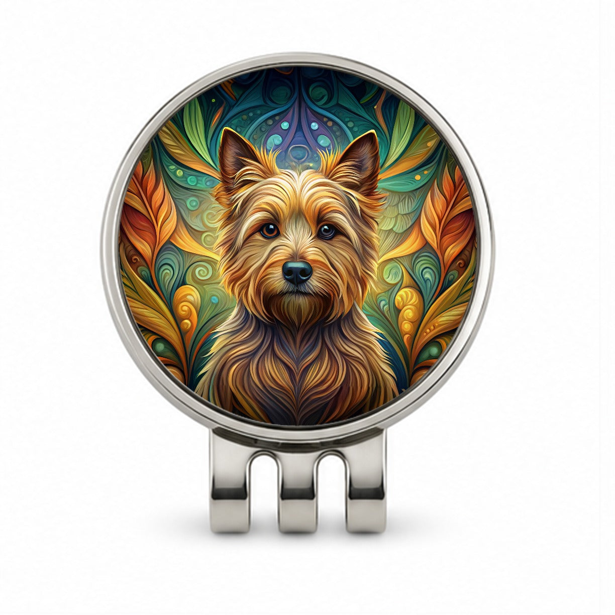 Norwich Terrier Dog Art Nouveau Golf Hat Clip with Ball Marker