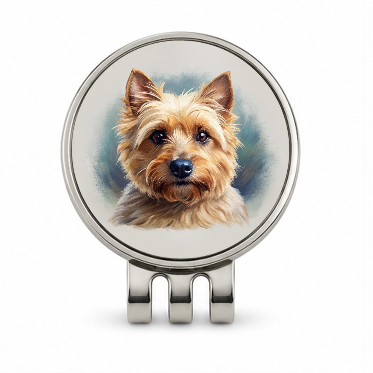 Norwich Terrier Dog Illustration Golf Hat Clip with Ball Marker