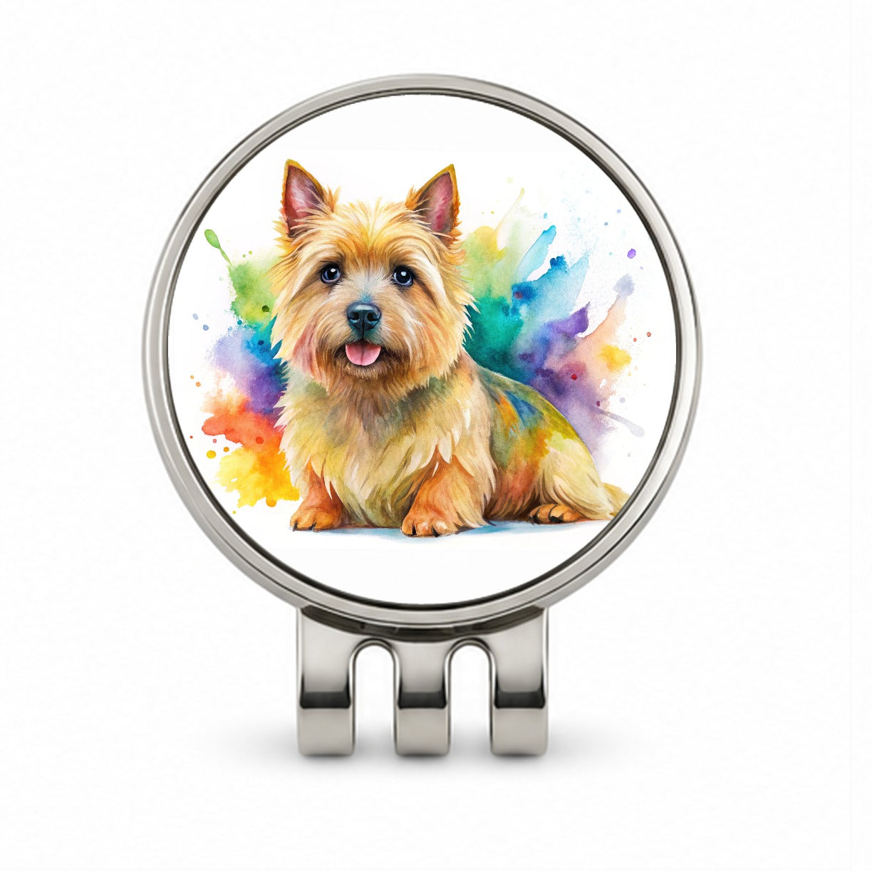 Norwich Terrier Dog Watercolor Style Golf Hat Clip with Ball Marker