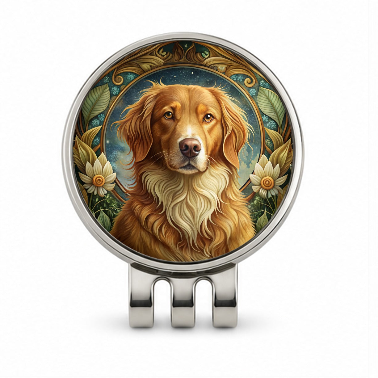 Nova Scotia Duck Tolling Retriever Dog Art Nouveau Golf Hat Clip with Ball Marker