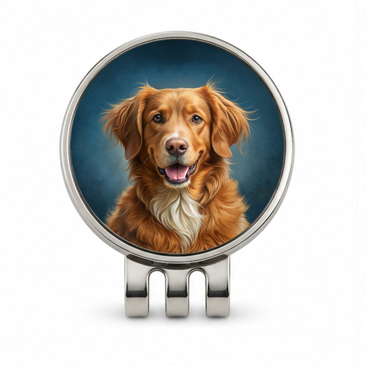 Nova Scotia Duck Tolling Retriever Dog Illustration Golf Hat Clip with Ball Marker