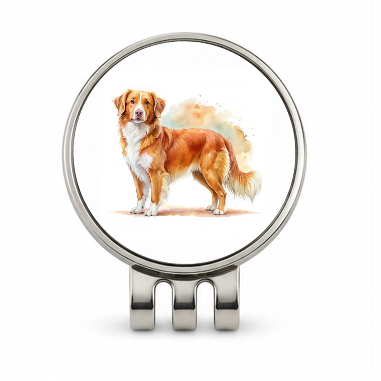 Nova Scotia Duck Tolling Retriever Dog Watercolor Style Golf Hat Clip with Ball Marker