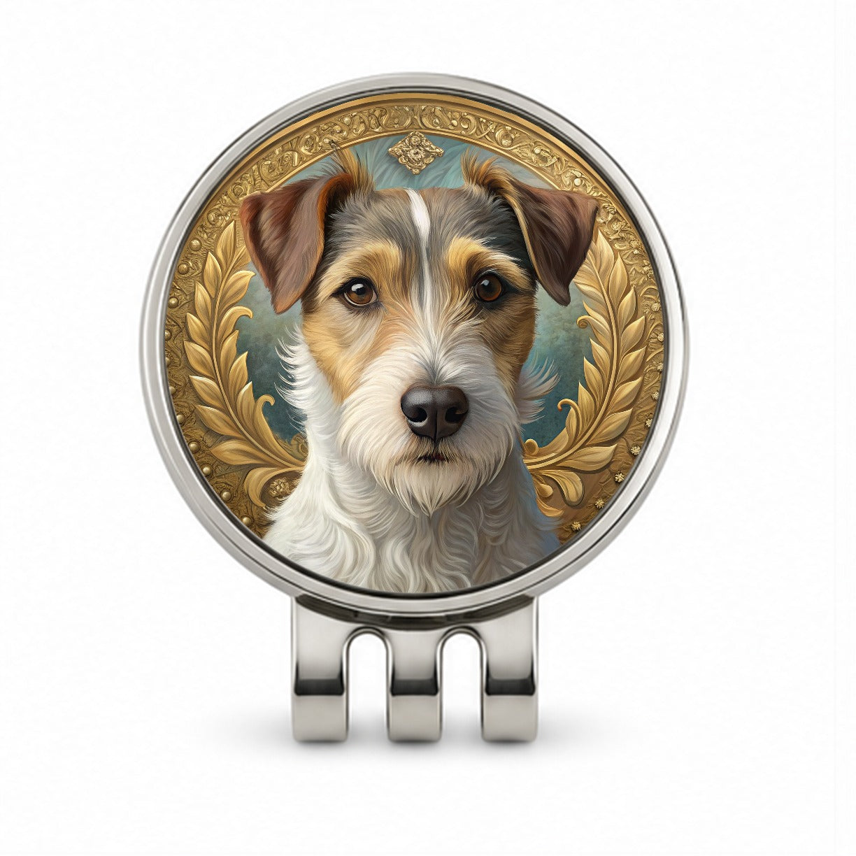 Parson Russell Terrier Dog Art Nouveau Golf Hat Clip with Ball Marker