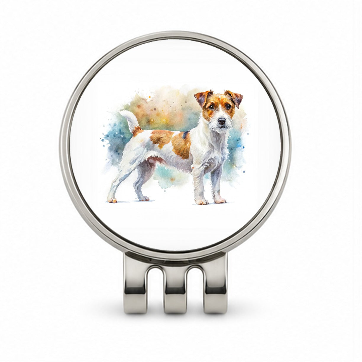 Parson Russell Terrier Dog Watercolor Style Golf Hat Clip with Ball Marker