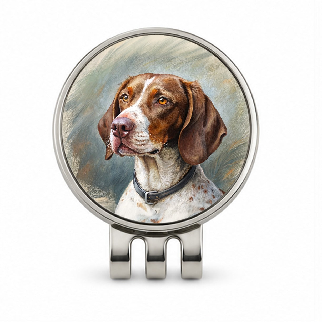 Pointer Dog Illustration Golf Hat Clip with Ball Marker