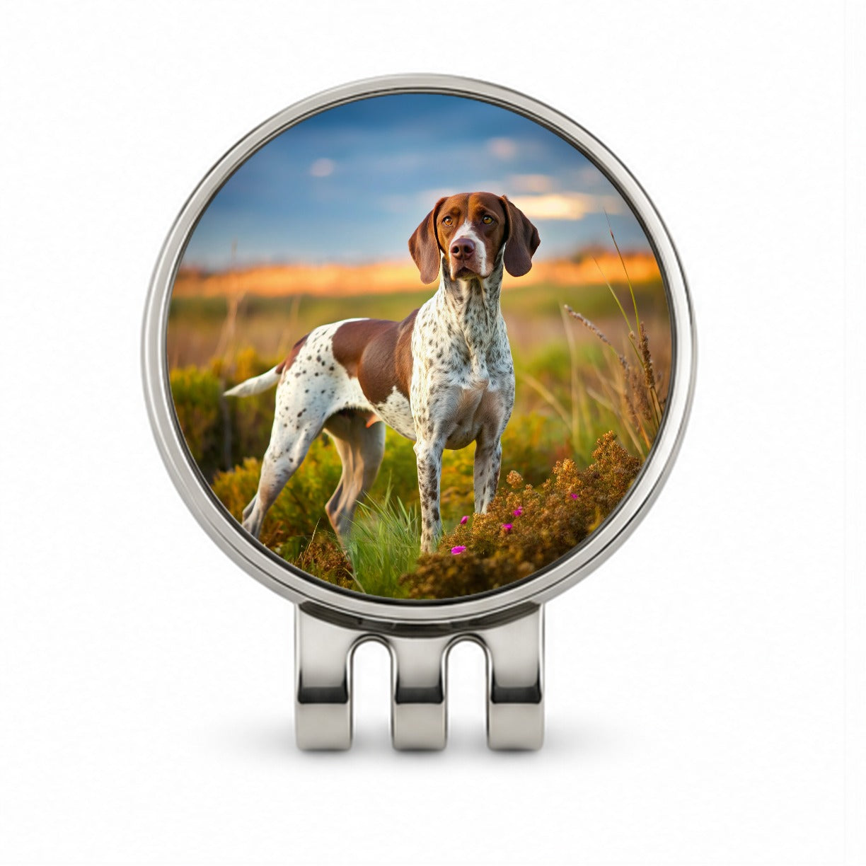 Pointer Dog Photo Golf Hat Clip with Ball Marker