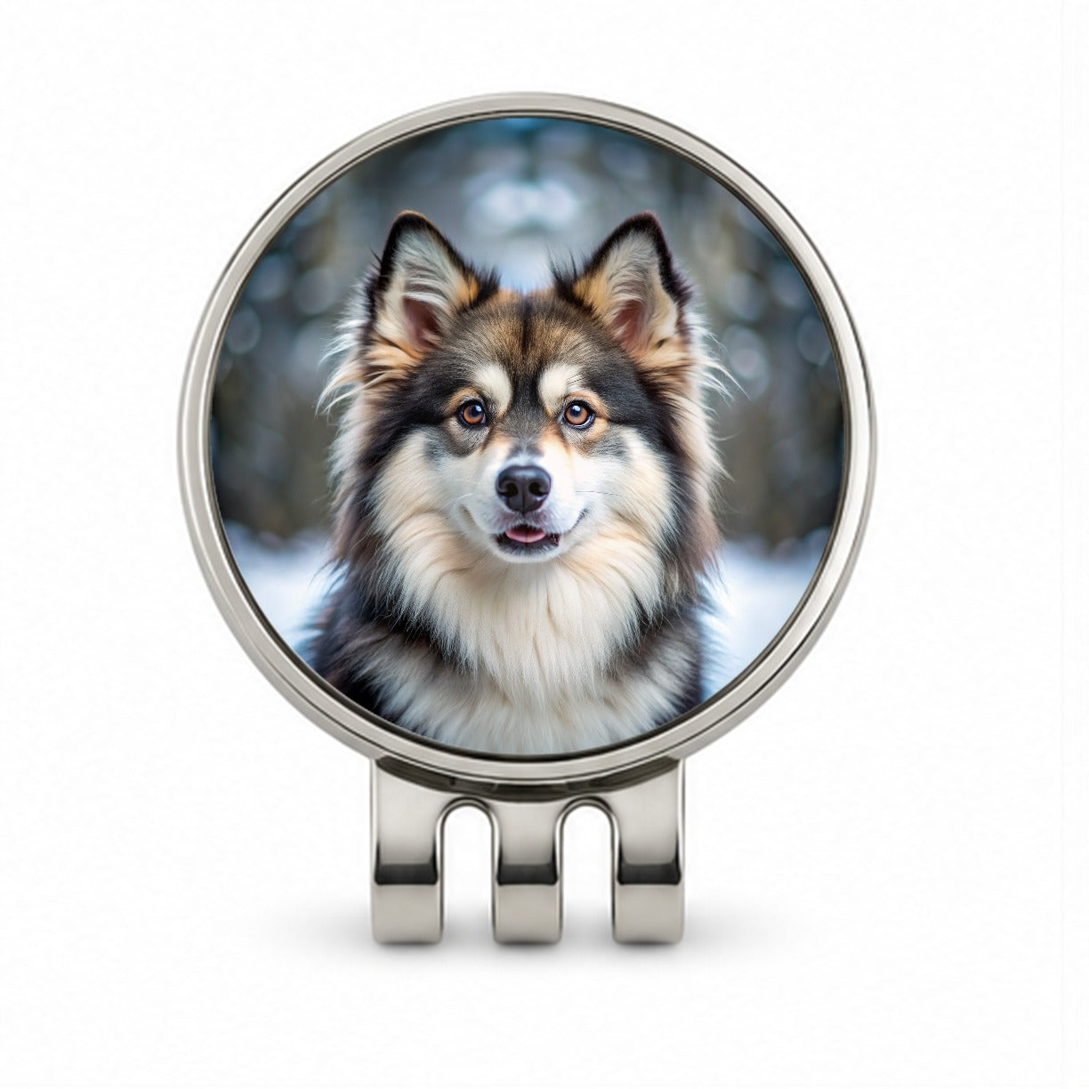 Pomsky Dog Photo Golf Hat Clip with Ball Marker