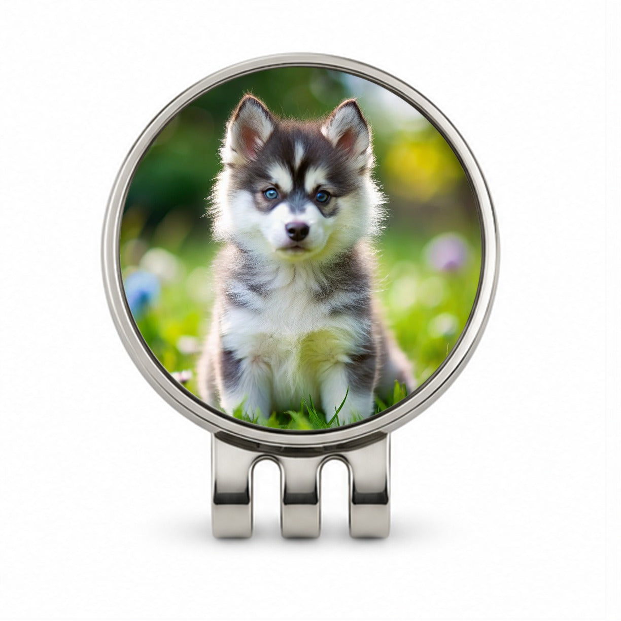 Pomsky Dog Puppy Photo Golf Hat Clip with Ball Marker