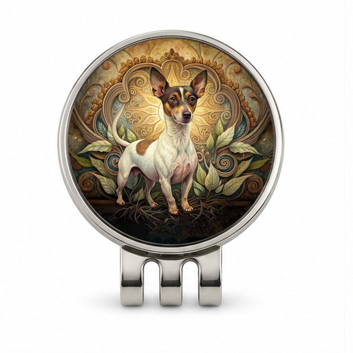 Rat Terrier Dog Art Nouveau Golf Hat Clip with Ball Marker