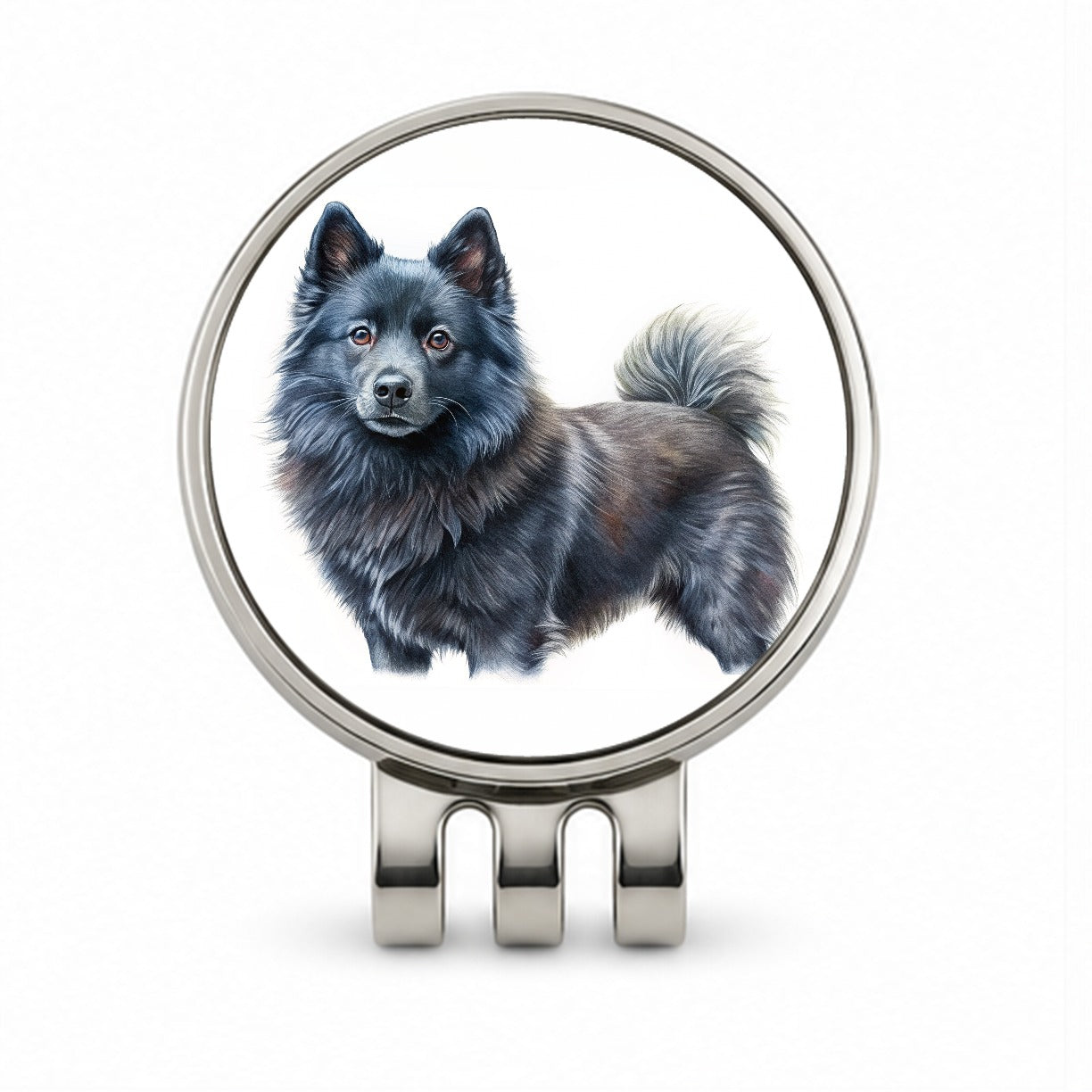 Schipperke Dog Illustration Golf Hat Clip with Ball Marker