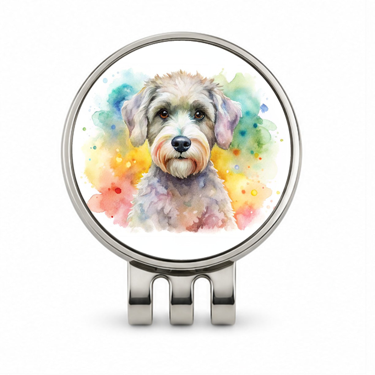 Schnoodle Dog Watercolor Style Golf Hat Clip with Ball Marker