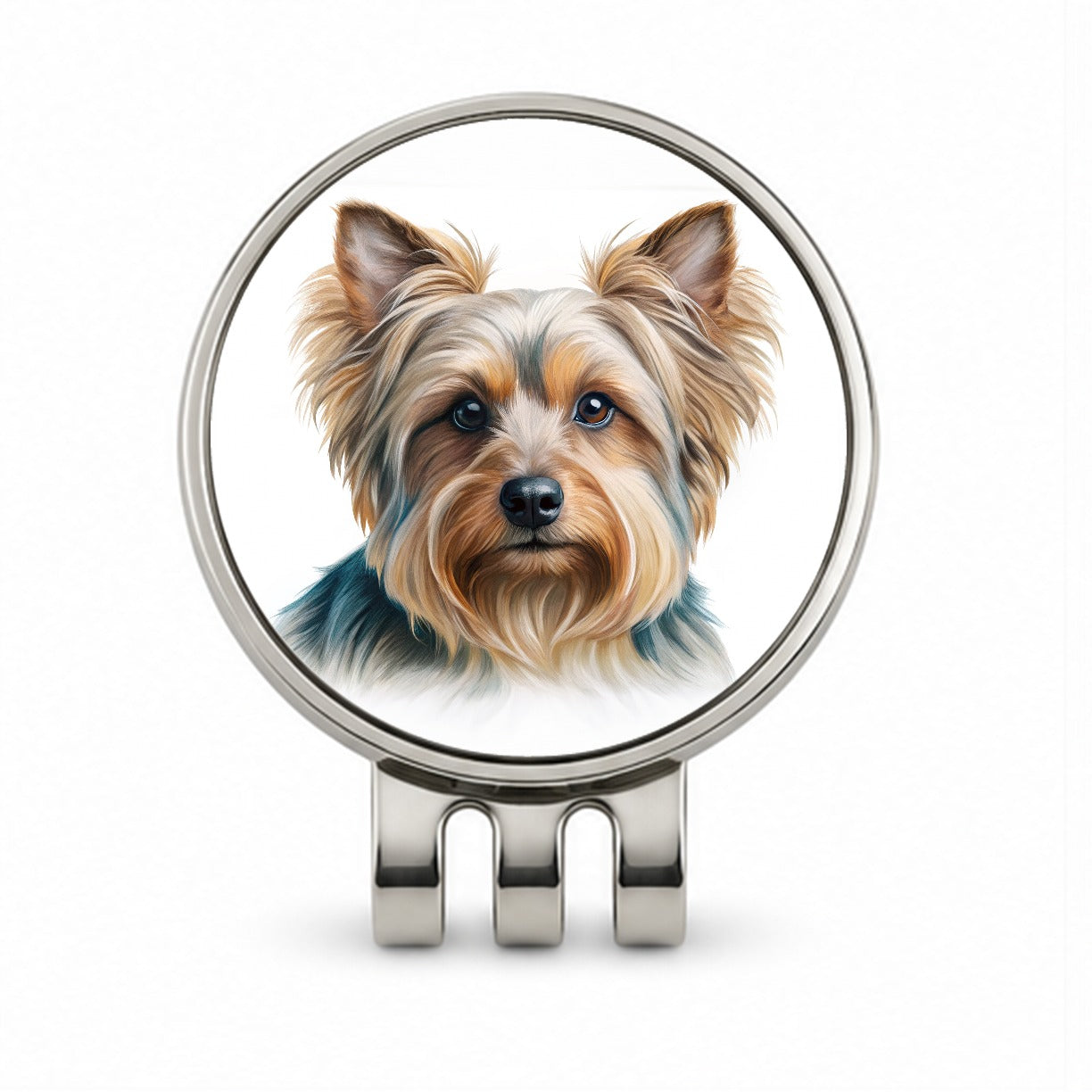 Silky Terrier Dog Illustration Golf Hat Clip with Ball Marker