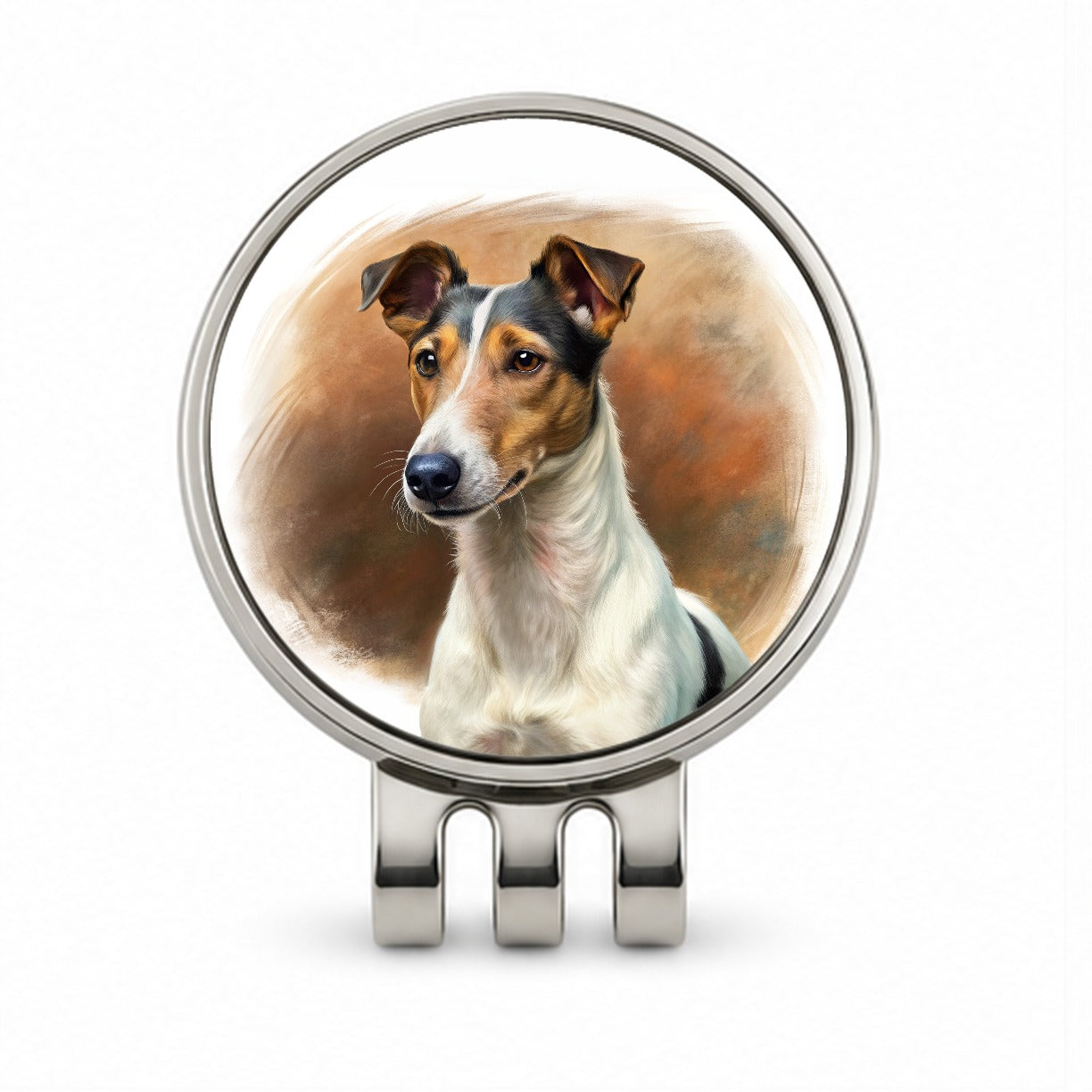 Smooth Fox Terrier Dog Illustration Golf Hat Clip with Ball Marker