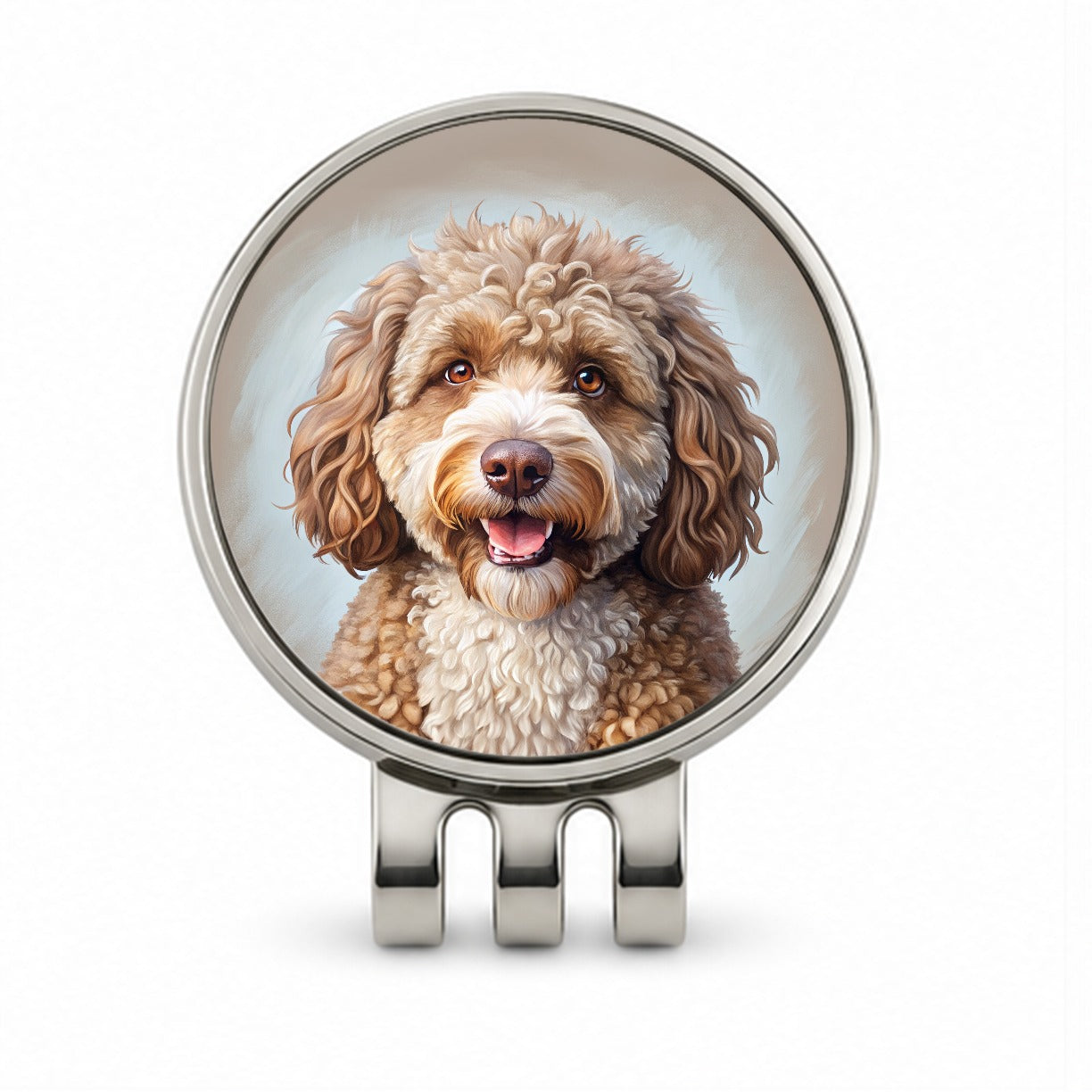 Spanish Water Dog Illustration Golf Hat Clip with Ball Marker