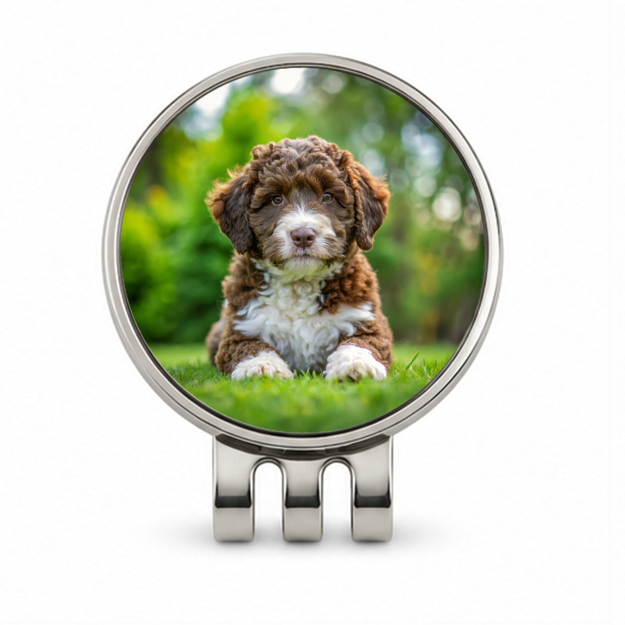 Spanish Water Dog Puppy Photo Golf Hat Clip with Ball Marker