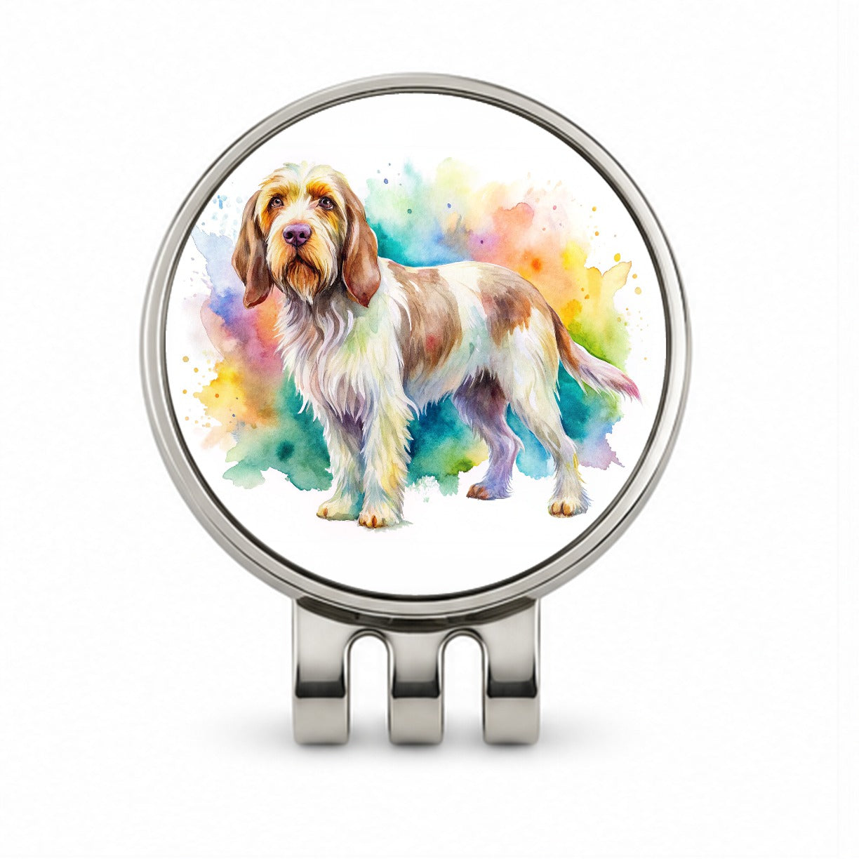 Spinone Italiano Dog Watercolor Style Golf Hat Clip with Ball Marker