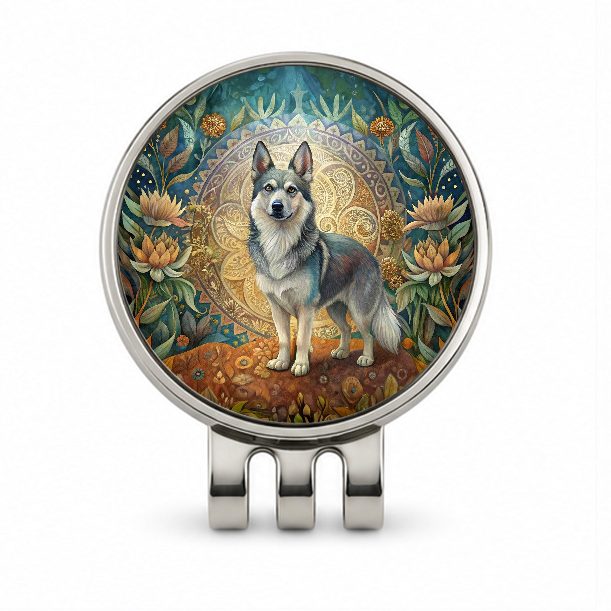 Swedish Vallhund Dog Art Nouveau Golf Hat Clip with Ball Marker