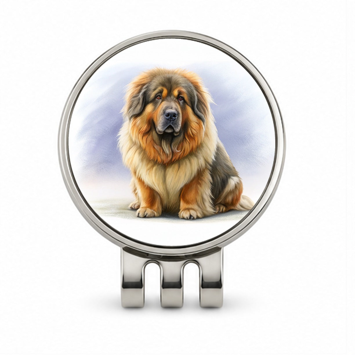 Tibetan Mastiff Dog Illustration Golf Hat Clip with Ball Marker