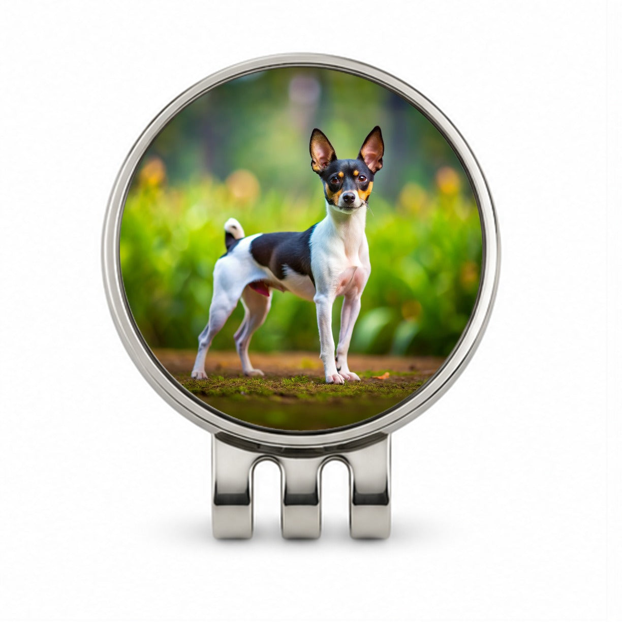 Toy Fox Terrier Dog Photo Golf Hat Clip with Ball Marker