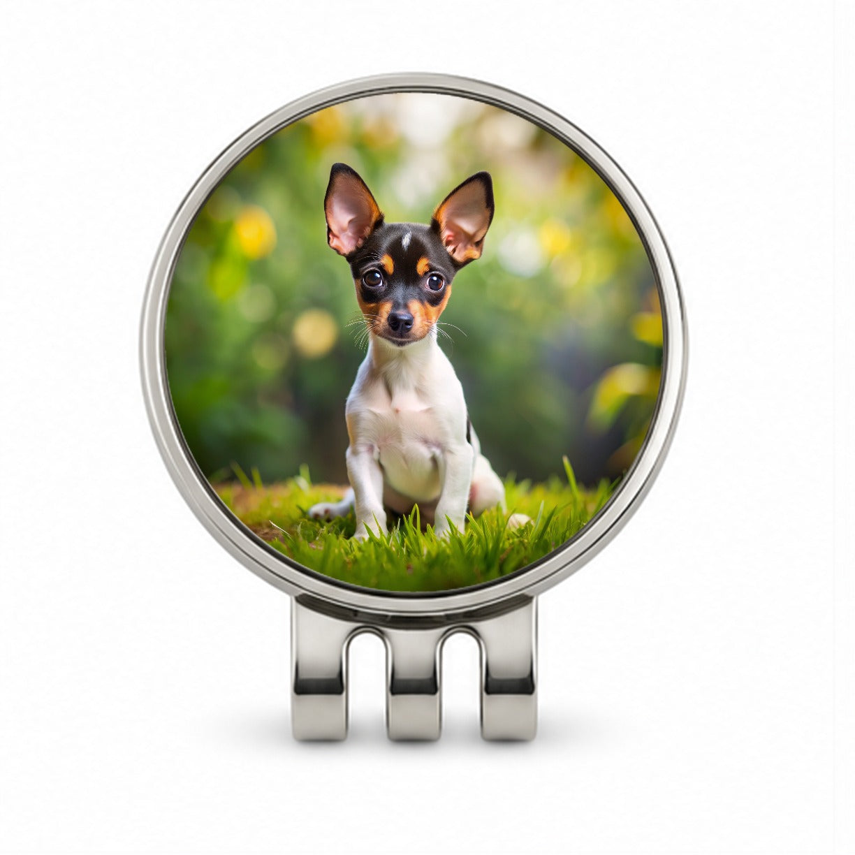 Toy Fox Terrier Dog Puppy Photo Golf Hat Clip with Ball Marker