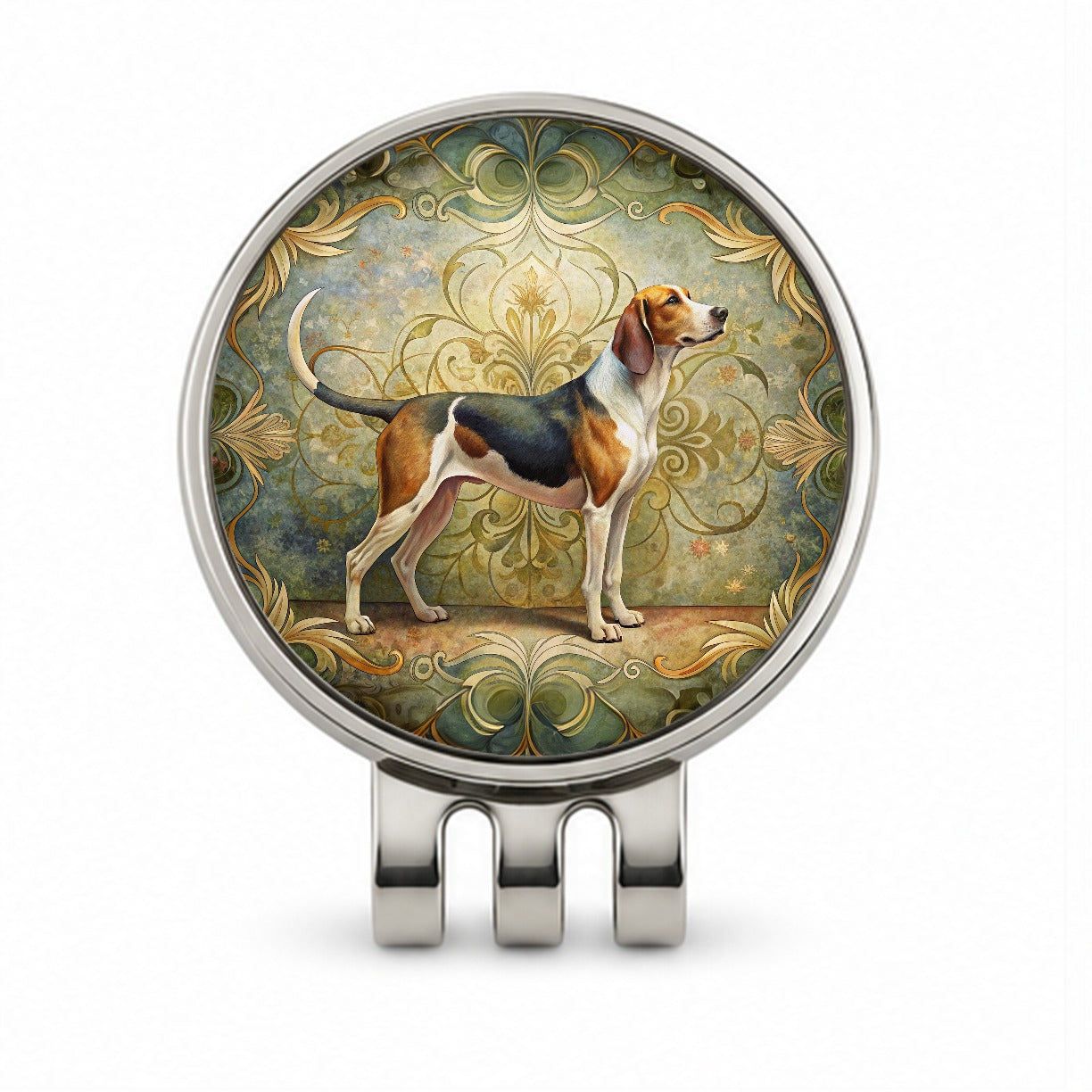 Treeing Walker Coonhound Dog Art Nouveau Golf Hat Clip with Ball Marker
