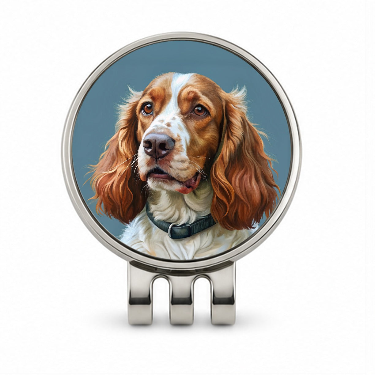 Welsh Springer Spaniel Dog Illustration Golf Hat Clip with Ball Marker