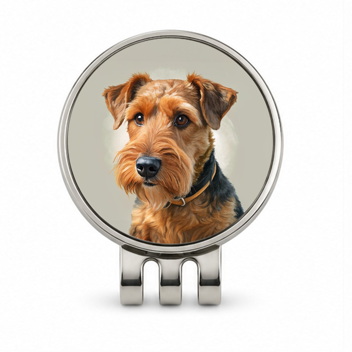 Welsh Terrier Dog Illustration Golf Hat Clip with Ball Marker