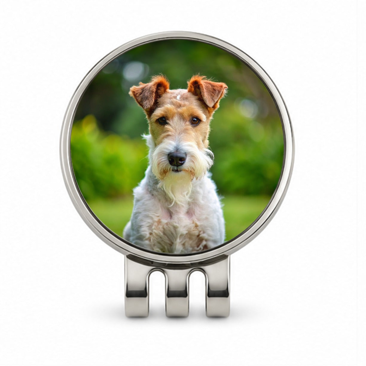 Wire Fox Terrier Dog Photo Golf Hat Clip with Ball Marker