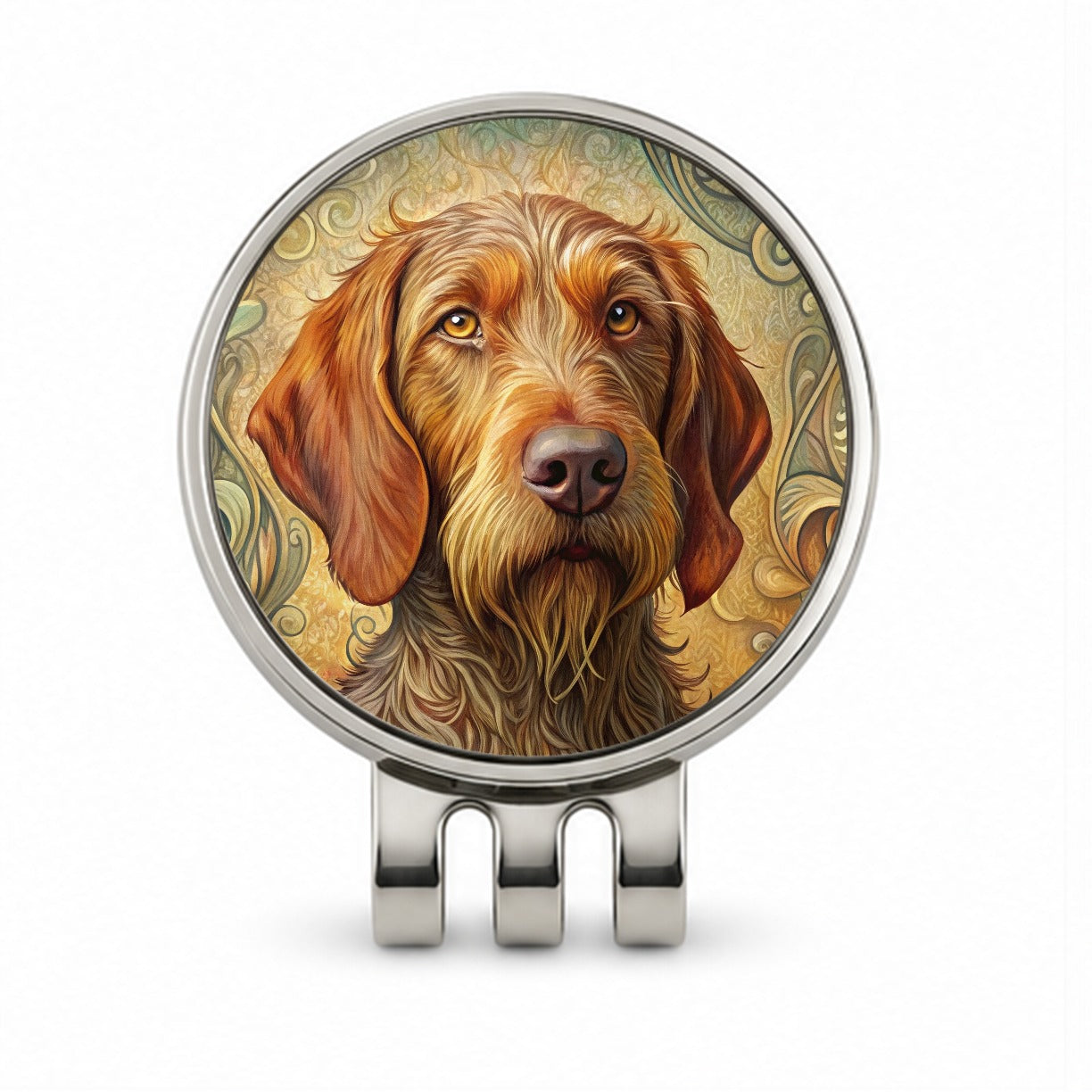 Wirehaired Vizsla Dog Art Nouveau Golf Hat Clip with Ball Marker
