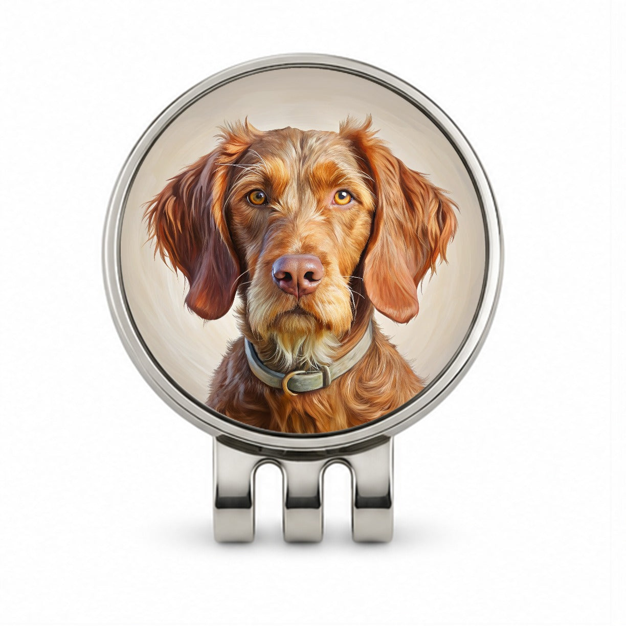 Wirehaired Vizsla Dog Illustration Golf Hat Clip with Ball Marker
